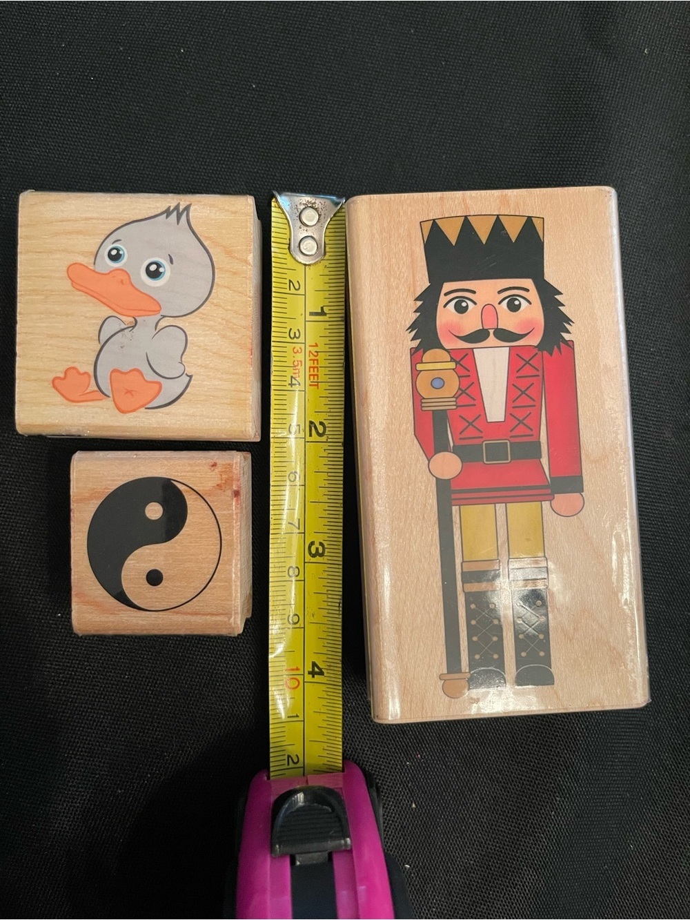 Wooden Nutcracker & Animal Blocks Stamp Natural Wood & Rubber